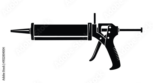 Black and white silhouette of a caulking gun for sealing applications
