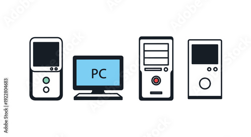 Mini Line art creative smooth color vector