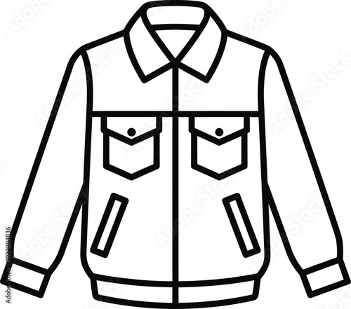 A line drawing of a classic collar jacket with two breast pockets