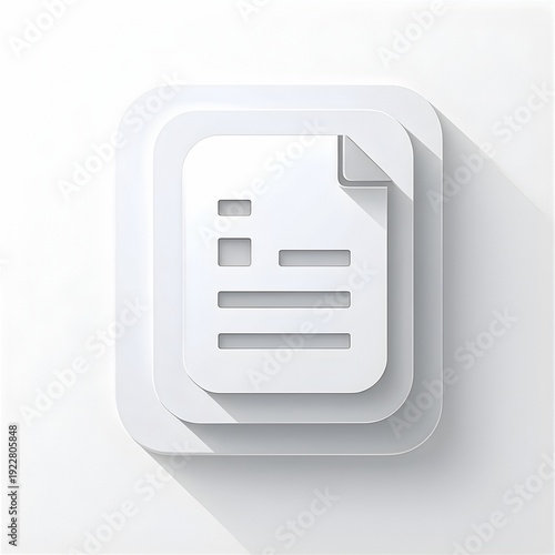 Realistisches 3D-Symbol eines leeren weißen Dokuments ,isoliert auf hellem Hintergrund .
