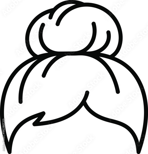 Simple line drawing of a woman's bun hairstyle from behind