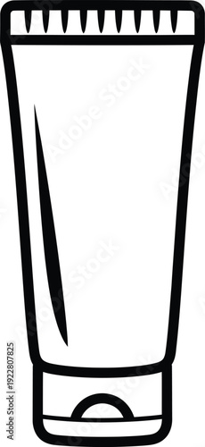 A black and white illustration of a tube of cream or lotion