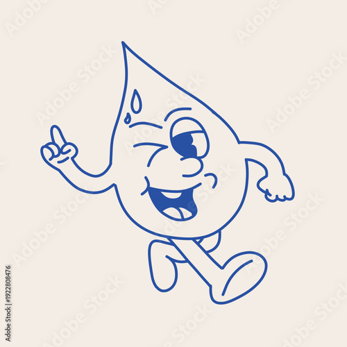 droplet retro cartoon character illustration
