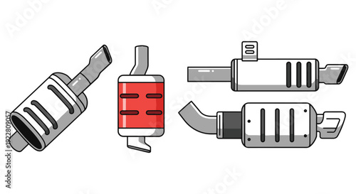 Muffler Line art minimal vivid color vector
