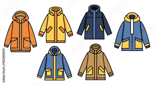 Parka Jacket Line abstract smooth color vector