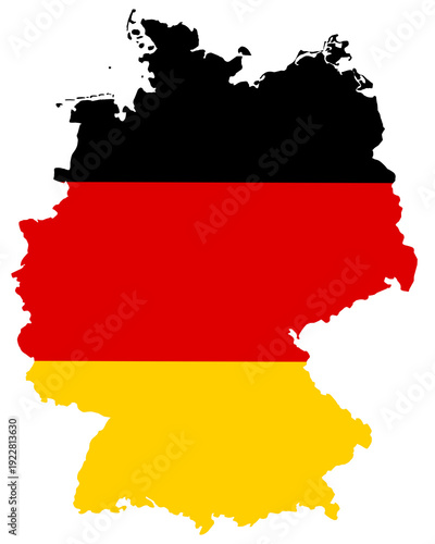 germany map with national flag colors isolated on transparent background