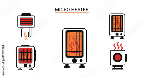 Micro Heater Line minimal modern color vector