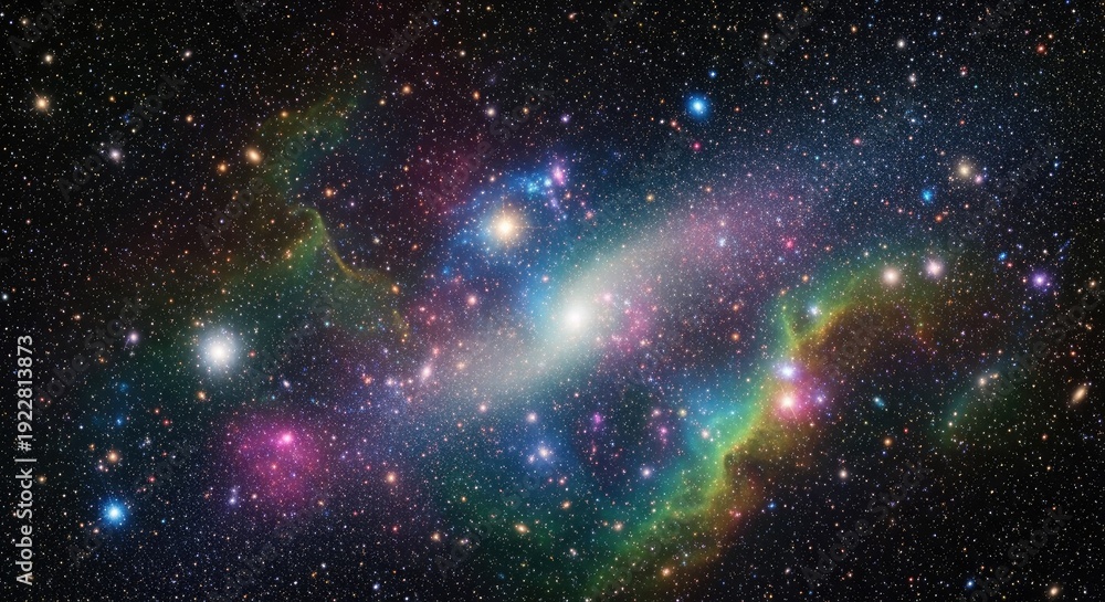 Obraz premium Cosmic panorama of a galaxy with stars and nebulas in the vast universe