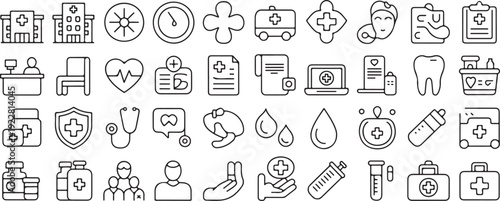 medical line icon pack healthcare symbols for ui and infographic