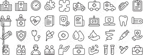 medical icon set line icons for healthcare app and print web ui