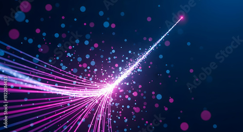 Glowing Energy Trail Exploding into Bokeh Lights, Digital Art Background