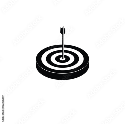 Dart hitting the center of a target illustration on a plain background