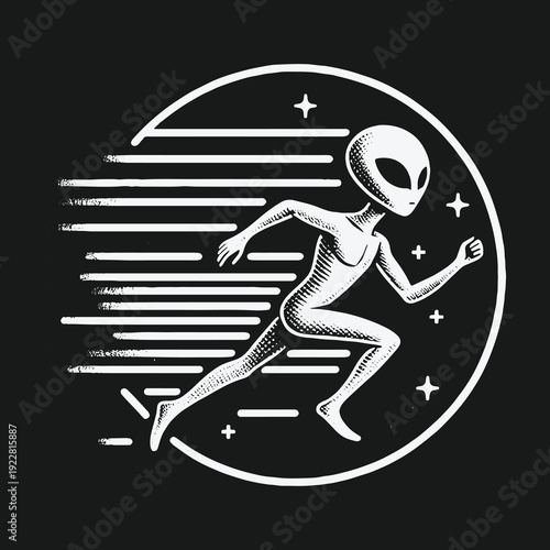 Alien Speedster: A Retro Sci-Fi Illustration of Extraterrestrial Velocity.