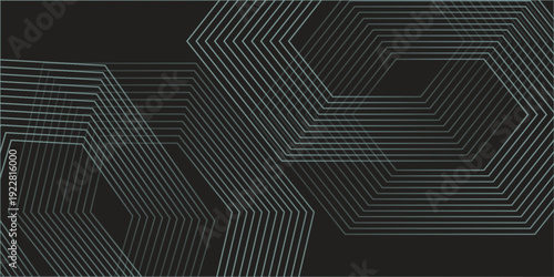 Dynamic turquoise neon hexagonal lines form a striking geometric pattern on a black background, evoking modern technology, futuristic design, and digital aesthetics