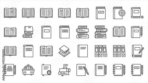 Education & Library Vector Icon Set – Editable Stroke