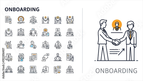 Employee Onboarding & HR Vector Icon Set – Editable Stroke.