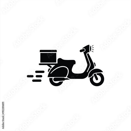 Food delivery vector icon black filled and outlined style.