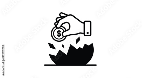 Mining Coin Line art clean vibrant tone illustration