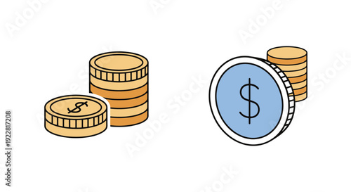 Mint Coin Line art soft elegant style illustration