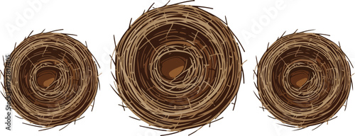  Straw Hay Nest Outline Icons  Round Woven Natural Texture