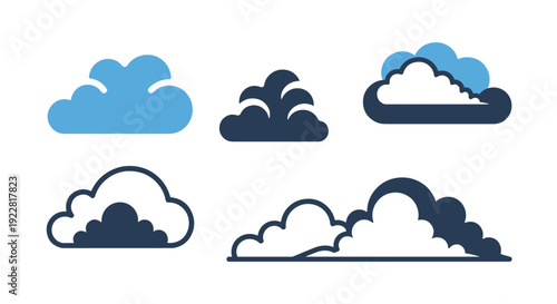 Middle Cloud Line soft tone color vector