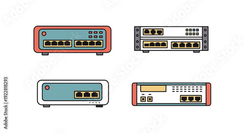 Network Switch Line colorful digital color vector