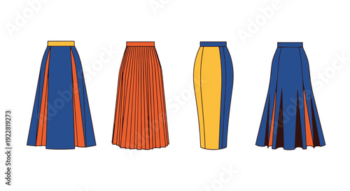 Midi Skirt Line art modern abstract design illustration