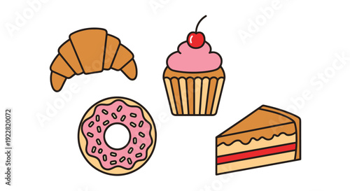 Pastries Line art modern bold tone illustration