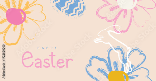 Happy Easter calligraphy  Illustration design for holiday greeting card and flyer, poster design