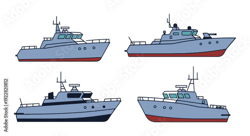 Patrol Boat Line art abstract clean tone illustration