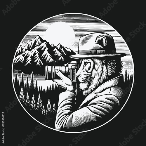 Tiger Photographer in the Wild: A Focused Wildlife Scene.