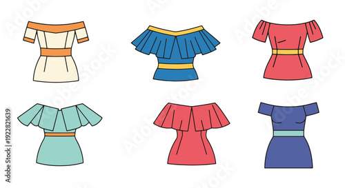 Off Shoulder Dress creative tone color illustration