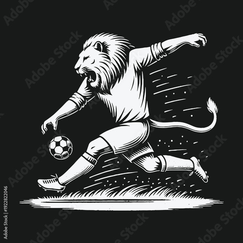 Lion Soccer Player: A Powerful and Dynamic Illustration.