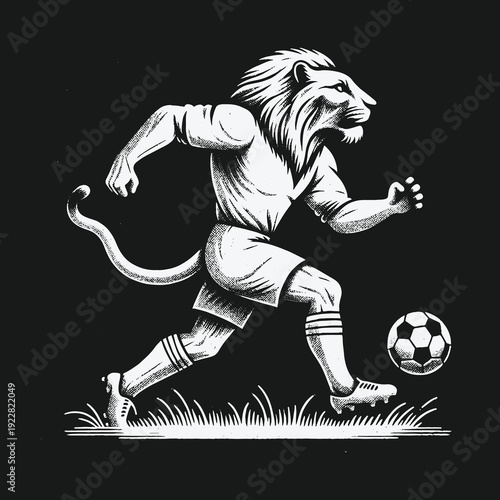 Lion Soccer Player: A Focused and Determined Athlete on the Field.
