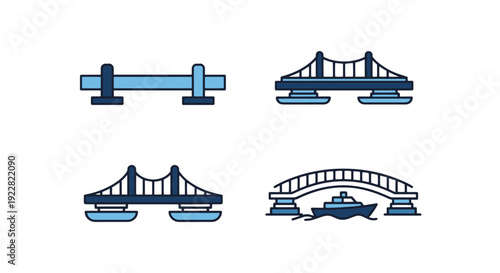 Pontoon Bridge Line colorful design illustration