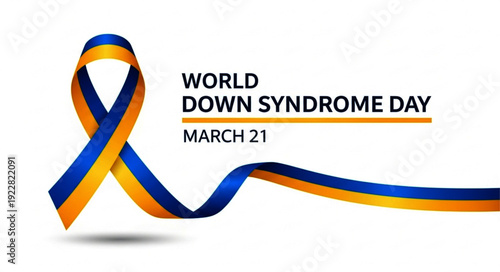 Awareness Ribbon Symbol for World Down Syndrome Day Promoting Inclusion, Acceptance and Equality for People with Disabilities Worldwide