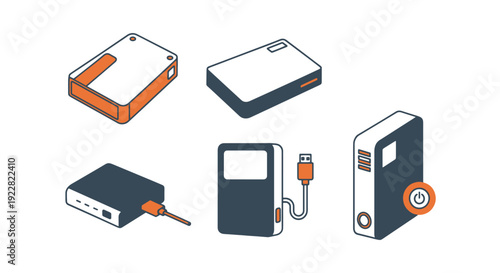 Portable HDD Line soft elegant style illustration