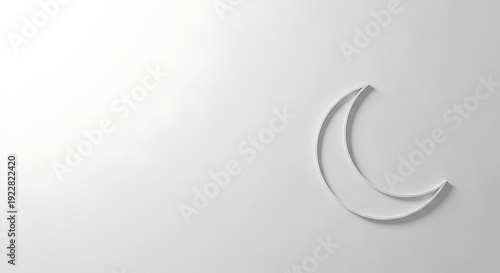 Crescent Moon Shape on White Background.