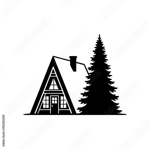 house with christmas tree