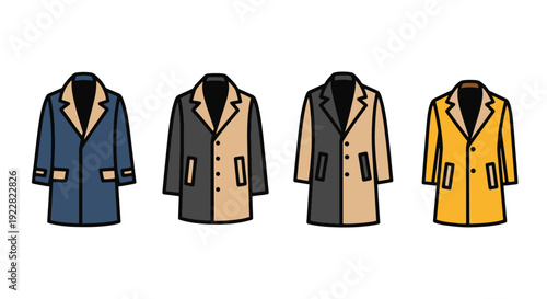 Overcoat Line art simple minimal color illustration