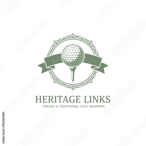 Classic Traditional Golf Club Emblem with Ribbon