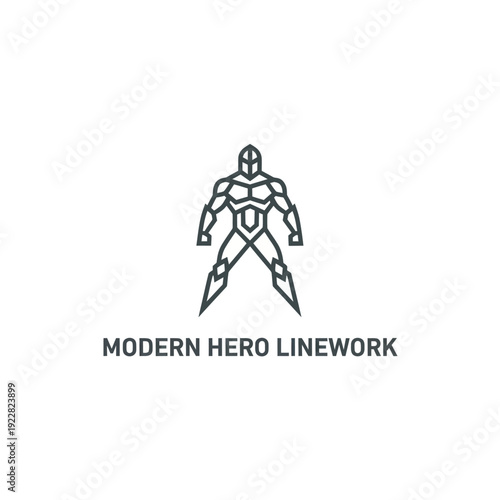 Minimalist Geometric Superhero Line Art Logo