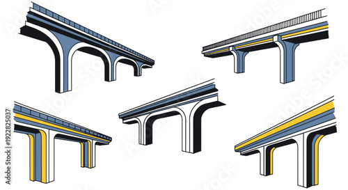 Overpass Line art minimal vivid color vector