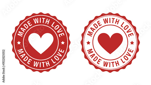 Made with love seals and badges for Valentines Day or romantic gifts