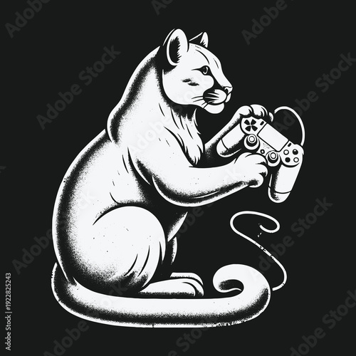 A Focused Feline Gamer: A Cougars Digital Pursuit.