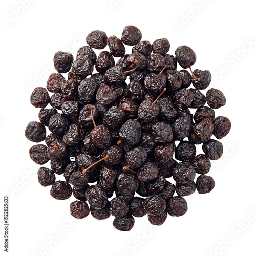 Dried blueberries isolated on transparent background.