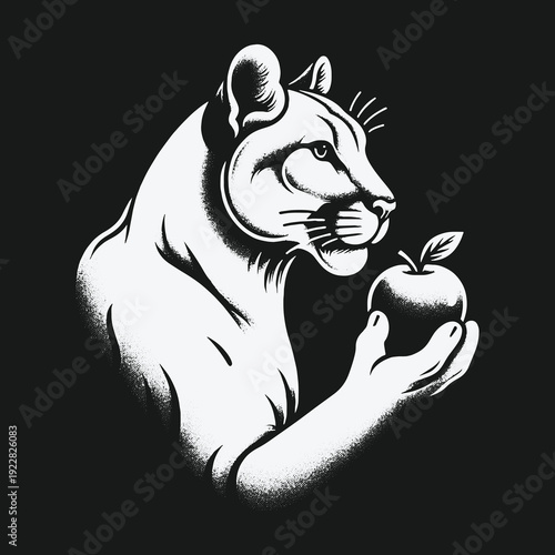 Cougar with Apple: A Symbol of Temptation and Knowledge.