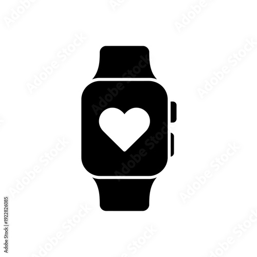 Smartwatch with heart rate symbol on the screen  wearable technology device