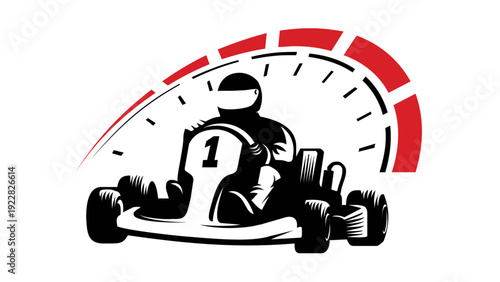 Go-Kart Racing Driver Silhouette with Speedometer Background