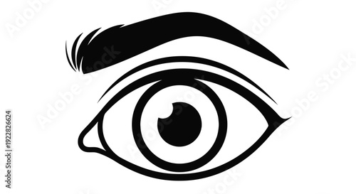 Close up illustration of a human eye and eyebrow showcasing detailed features